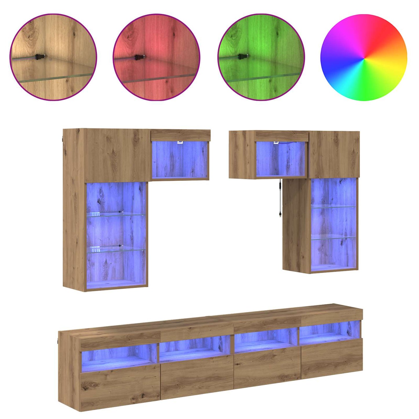 vidaXL Μονάδες Τοίχου Τηλεόρασης 6 pcs Παλιό Ξύλο Επεξεργασμένο ξύλο