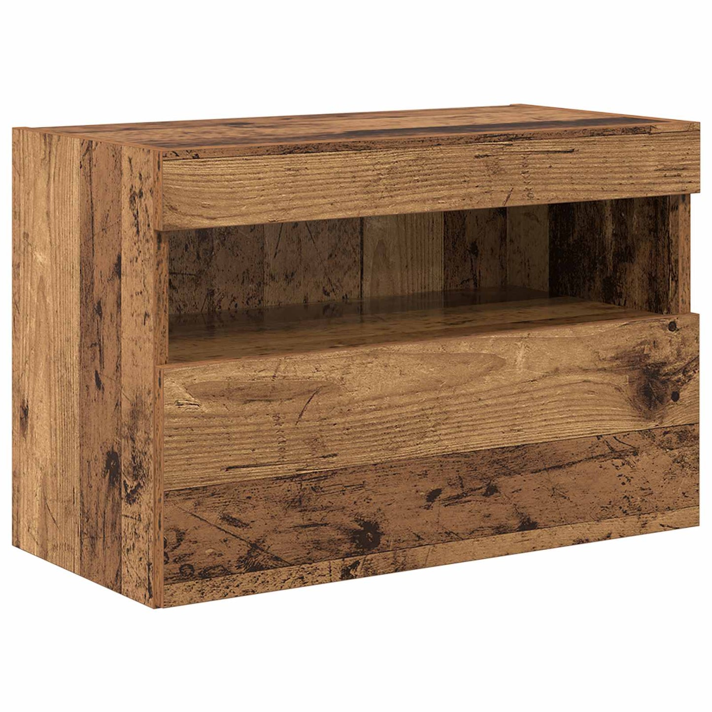 vidaXL Σετ Κονσόλας Τηλεόρασης με LED Φώτα Επιτοίχιο 7 pcs Παλιό ξύλο