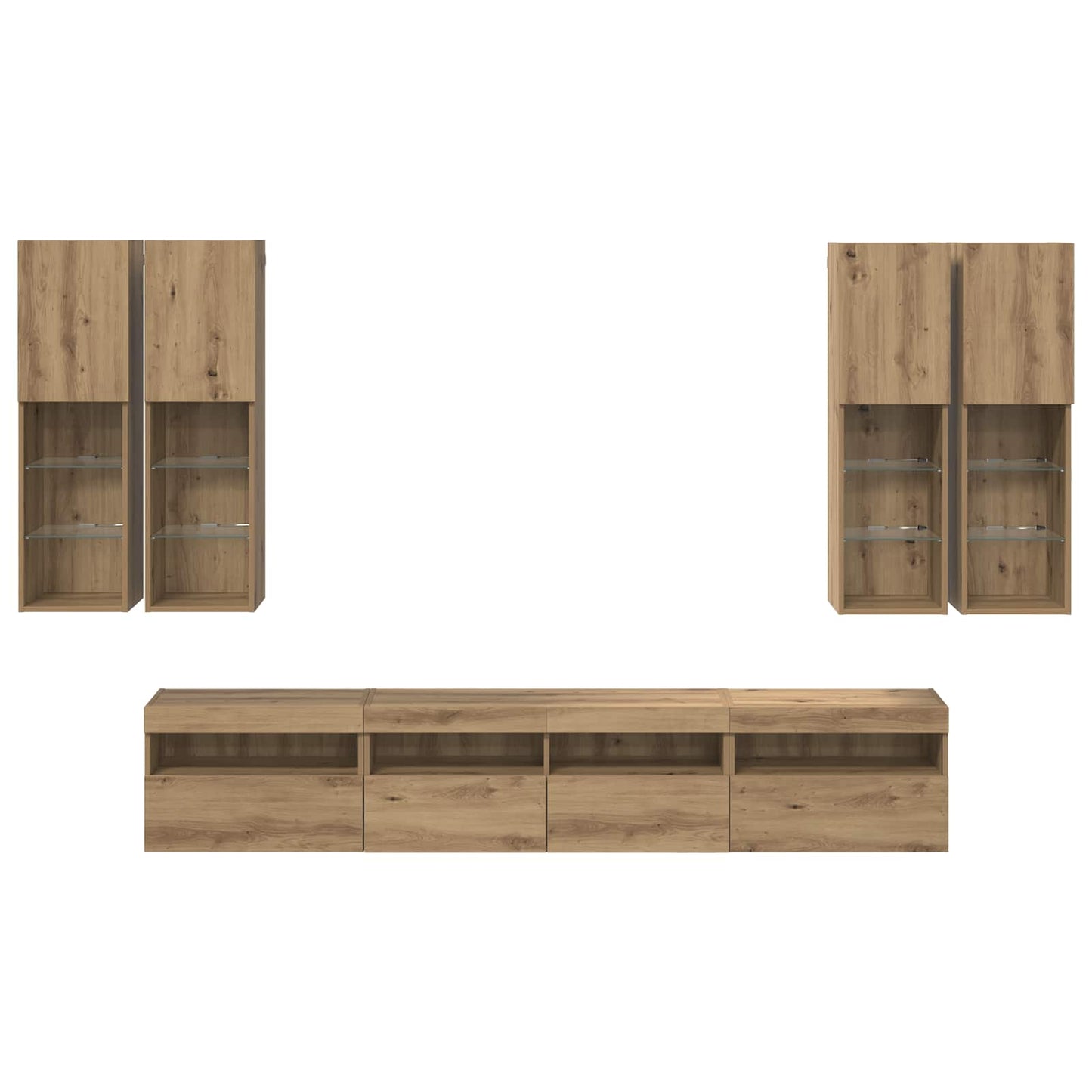 vidaXL Σετ Κονσόλας Τηλεόρασης με LED Φώτα 7 pcs artisan δρυς