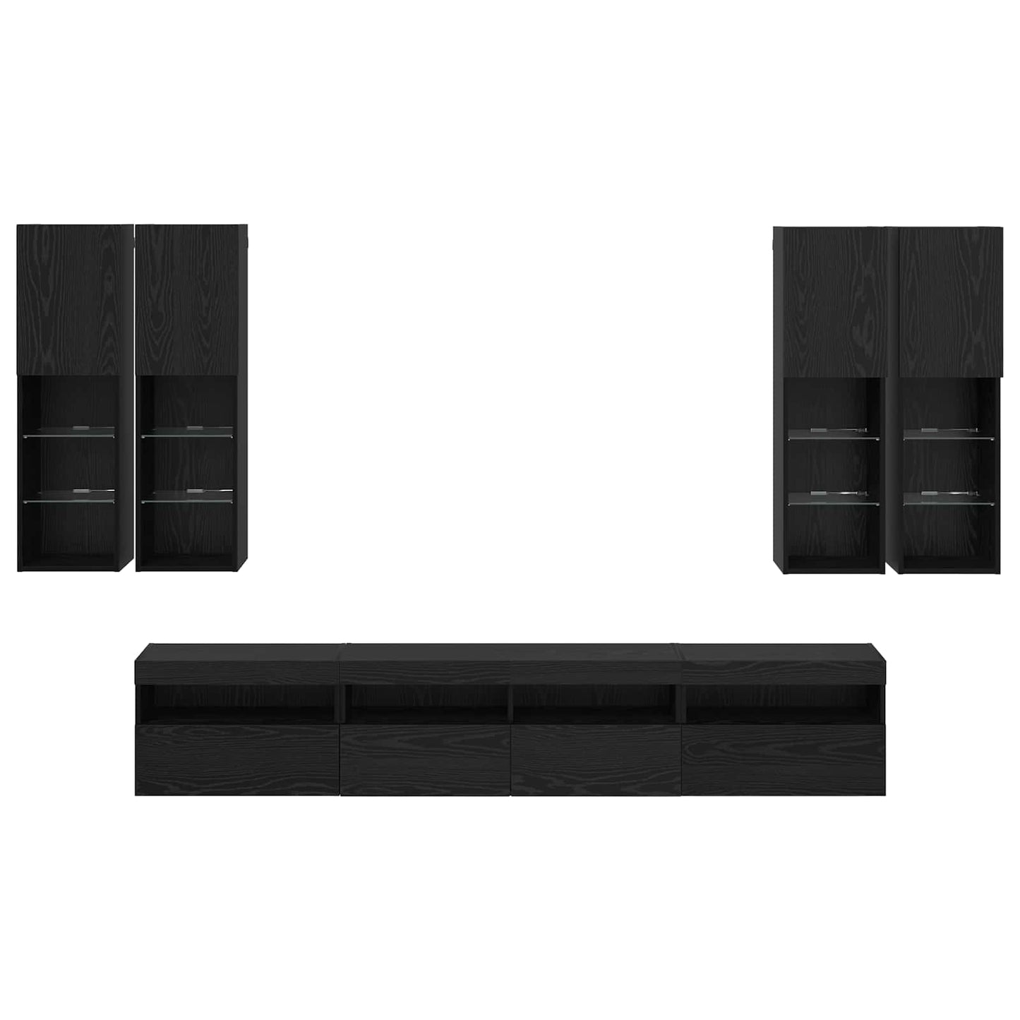 vidaXL Σετ Κονσόλας Τηλεόρασης με LED Φώτα με led 7 pcs Μαύρη Οξυά