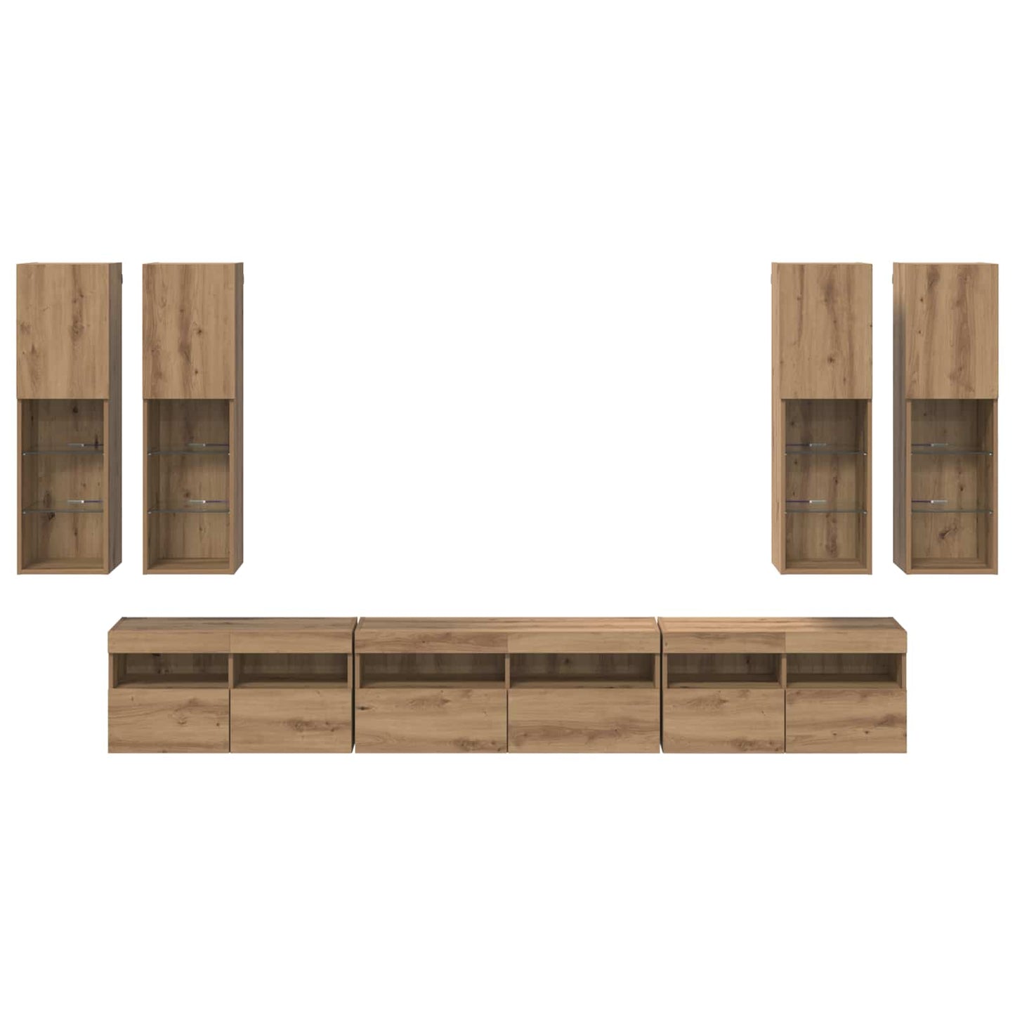 vidaXL Σετ τοίχου για τηλεόραση 7 pcs Artisan Oak Επεξεργασμένο ξύλο