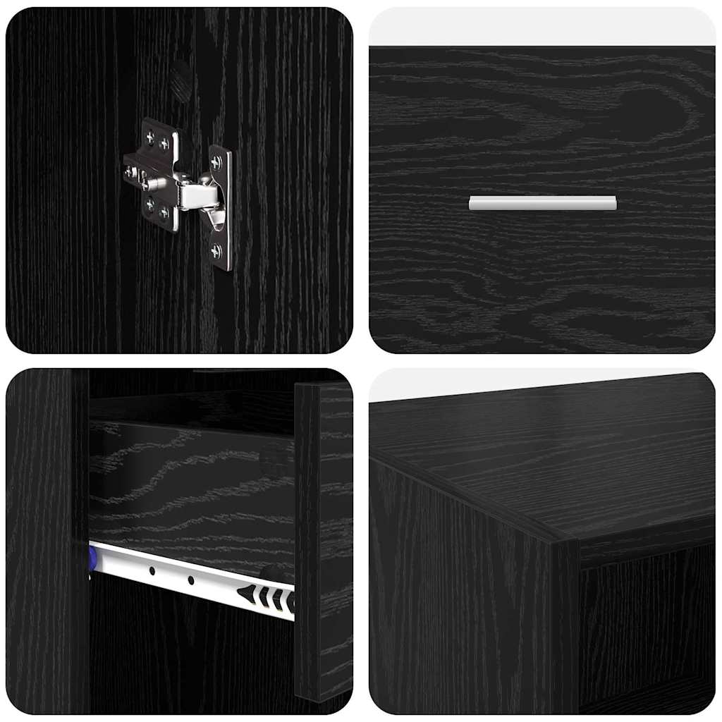 vidaXL Highboard Μαύρη Οξυά 50 x 42,5 x 225 εκ Επεξεργασμένο ξύλο