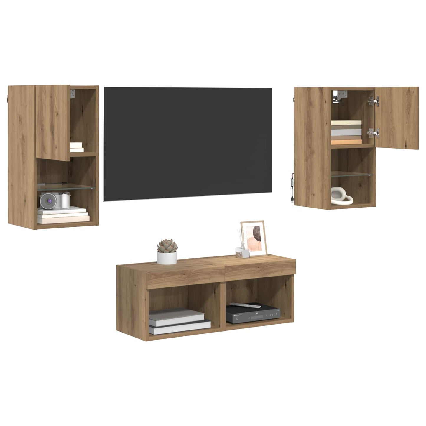 vidaXL Βάσεις τηλεόρασης 4 pcs Artisan Oak Επεξεργασμένο ξύλο