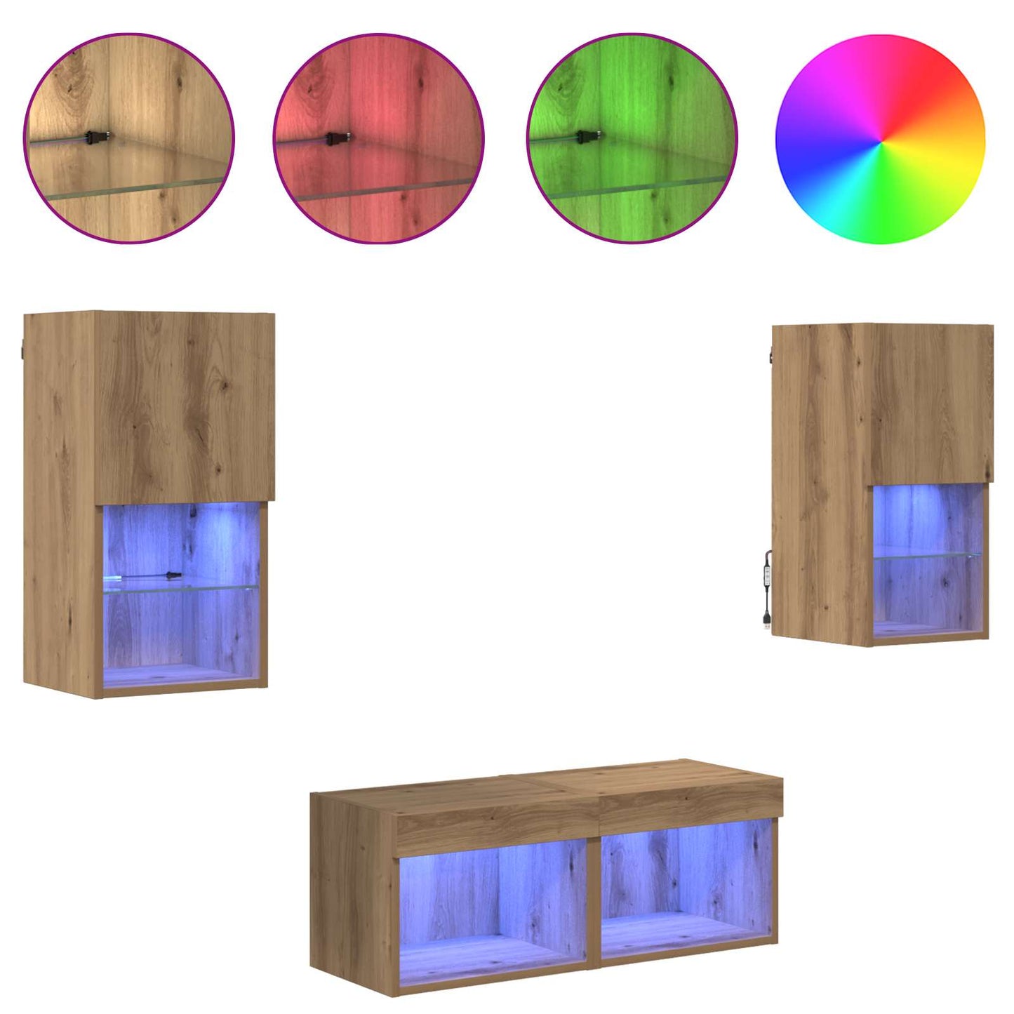 vidaXL Βάσεις τηλεόρασης 4 pcs Artisan Oak Επεξεργασμένο ξύλο