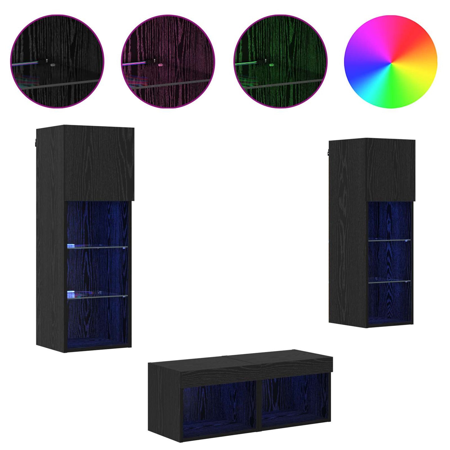 vidaXL Βάσεις τηλεόρασης Επιτοίχιο 4 pcs Μαύρη Οξυά Επεξεργασμένο ξύλο