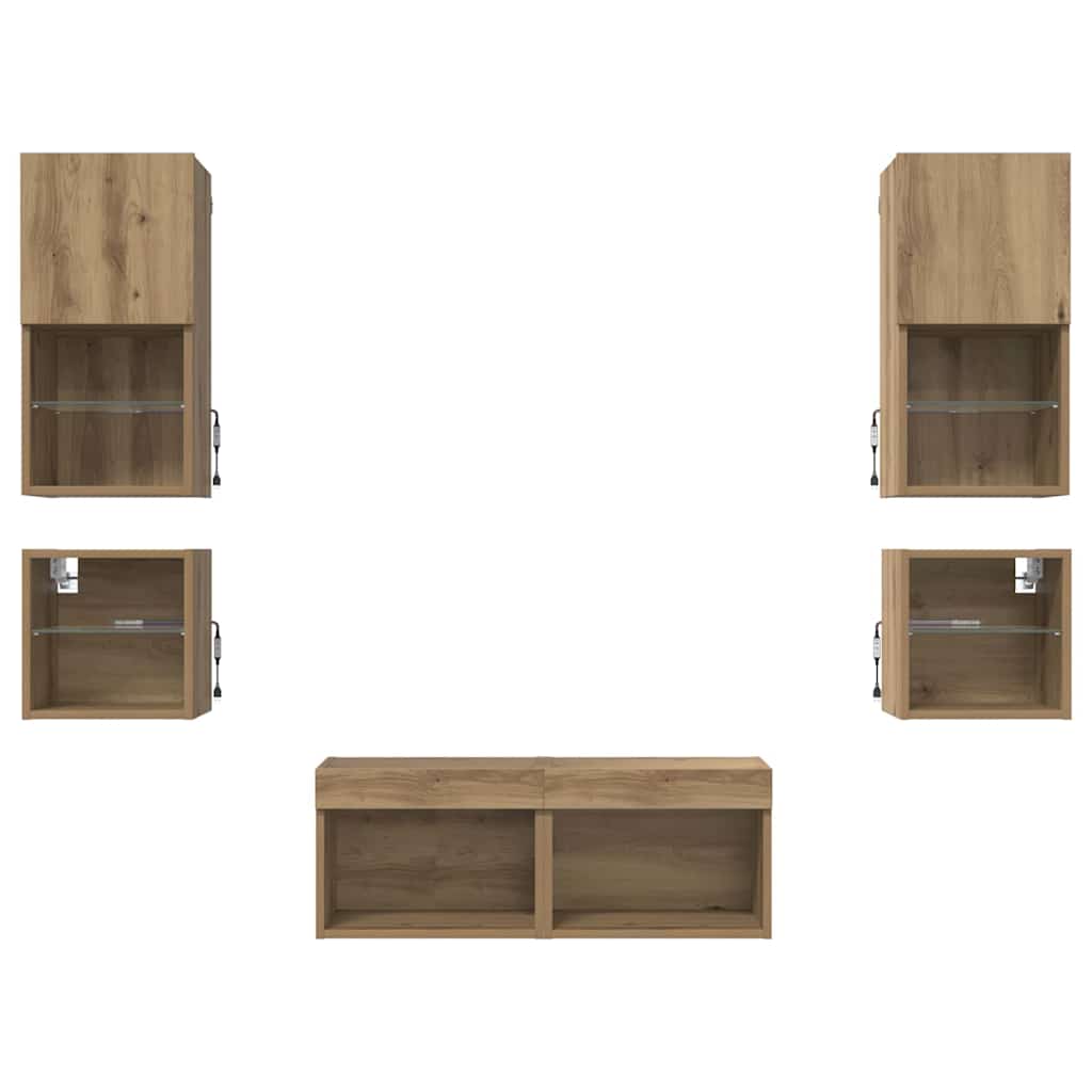 vidaXL Μονάδες Τοίχου Τηλεόρασης 8 pcs Artisan Oak Επεξεργασμένο ξύλο