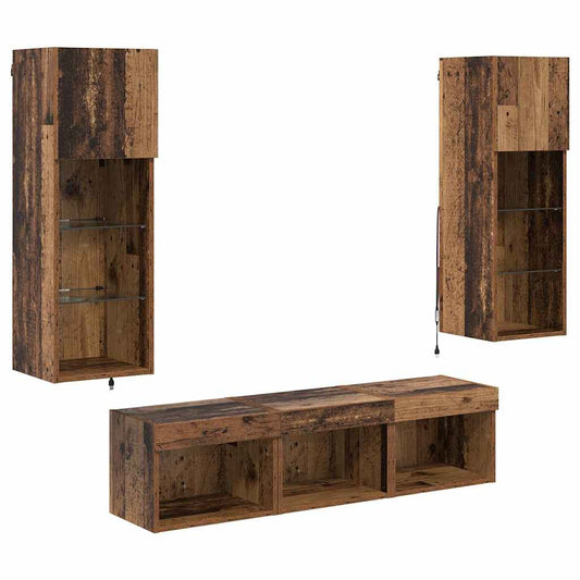 vidaXL Μονάδες Τοίχου Τηλεόρασης 5 pcs Μαύρη Οξυά Επεξεργασμένο ξύλο