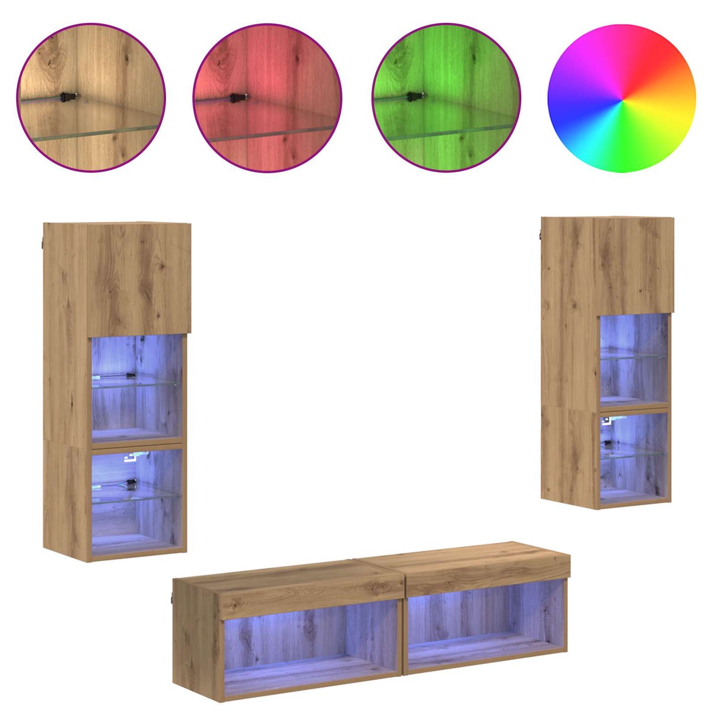 vidaXL Μονάδα Τοίχου Τηλεόρασης 6 pcs Artisan Oak Επεξεργασμένο ξύλο
