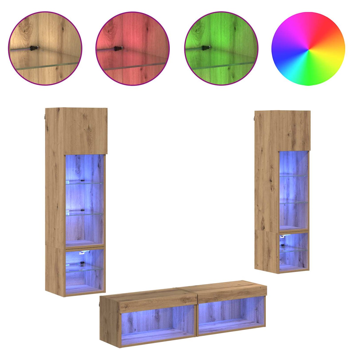 vidaXL Μονάδα Τοίχου Τηλεόρασης 6 pcs Artisan Oak Επεξεργασμένο ξύλο