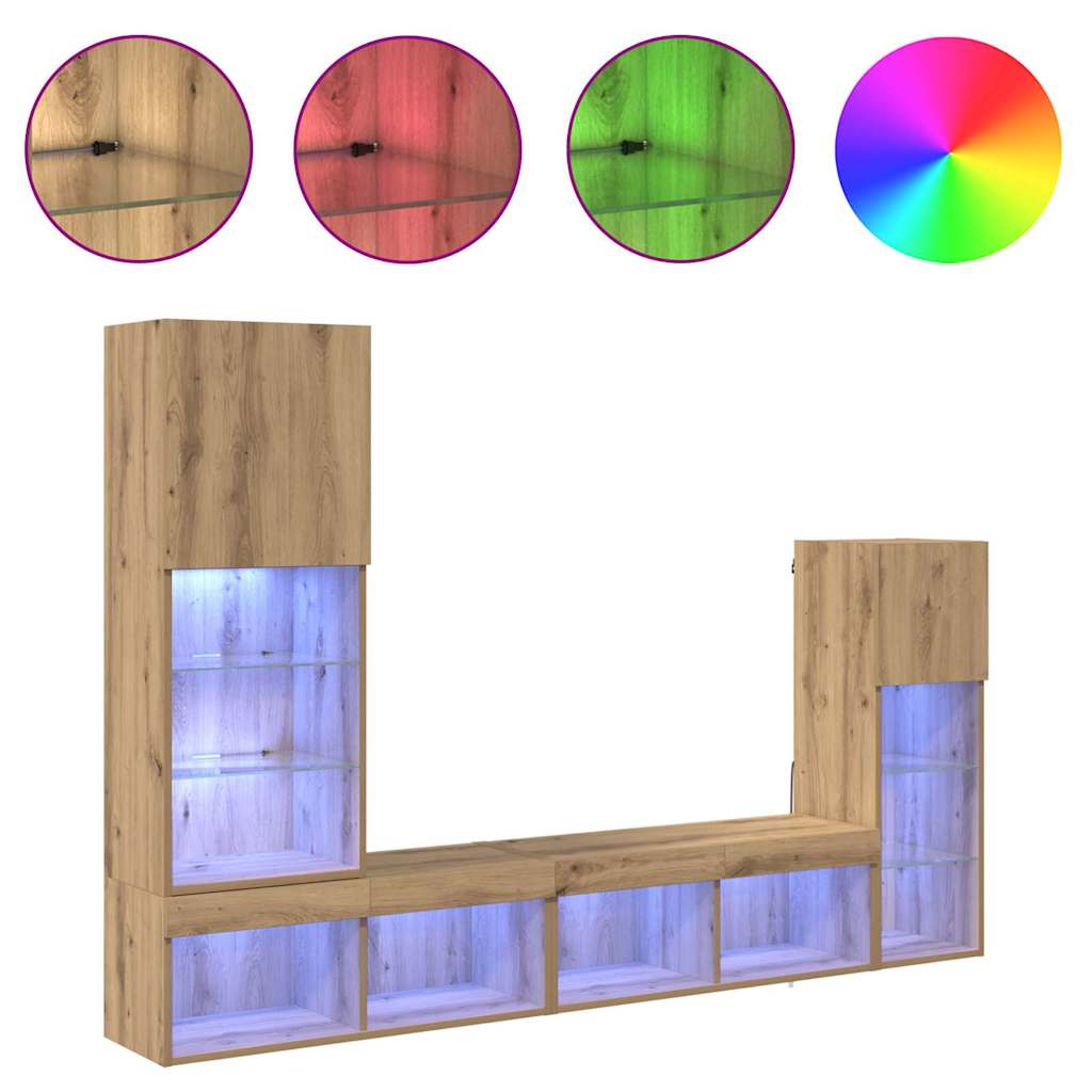 vidaXL Μονάδες Τοίχου Τηλεόρασης 4 pcs Artisan Oak Επεξεργασμένο ξύλο