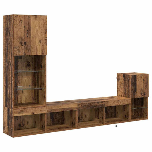 vidaXL Μονάδες Τοίχου Τηλεόρασης Παλιό Ξύλο Επεξεργασμένο ξύλο