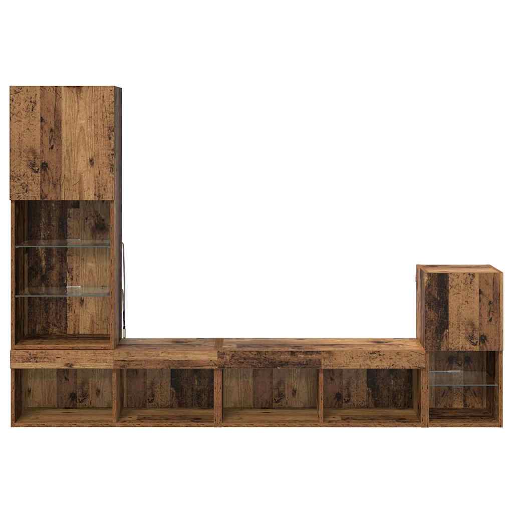 vidaXL Μονάδες Τοίχου Τηλεόρασης Παλιό Ξύλο Επεξεργασμένο ξύλο