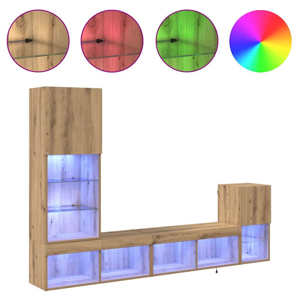 vidaXL Μονάδες Τοίχου Τηλεόρασης Artisan Oak Επεξεργασμένο ξύλο