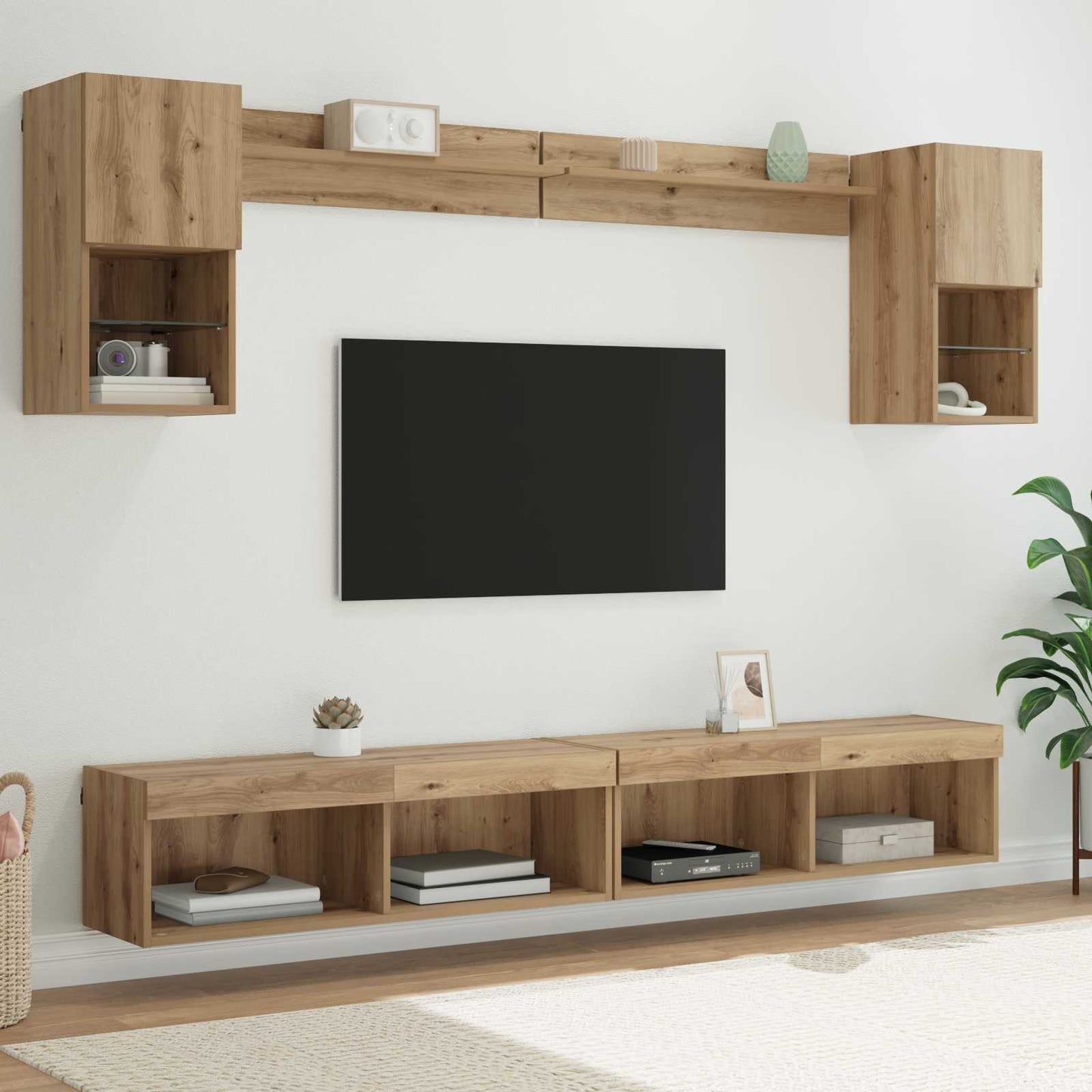 vidaXL Μονάδες Τοίχου ΤV με LED 6 τμχ. Artisan Oak Επεξεργασμένο Ξύλο