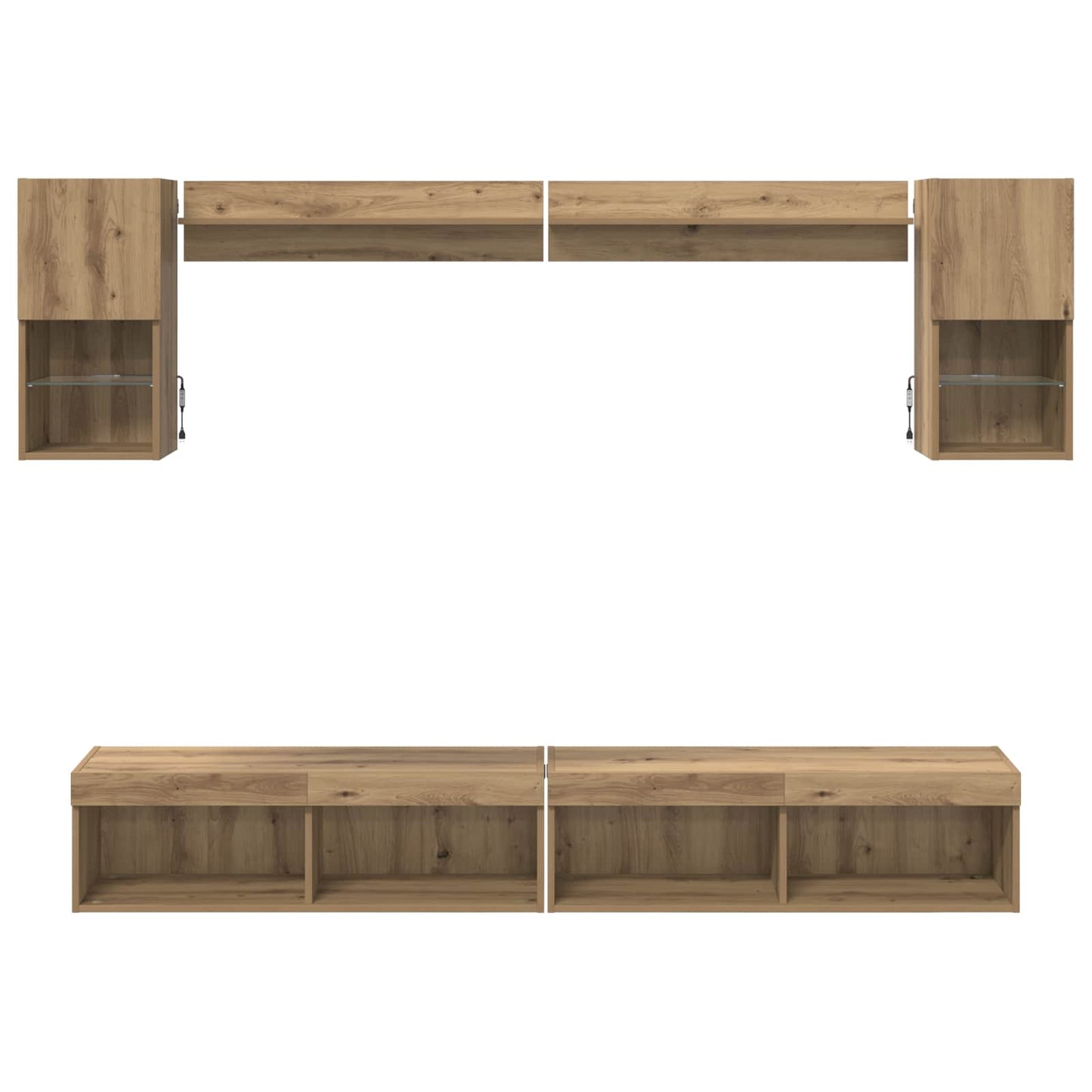 vidaXL Μονάδες Τοίχου ΤV με LED 6 τμχ. Artisan Oak Επεξεργασμένο Ξύλο