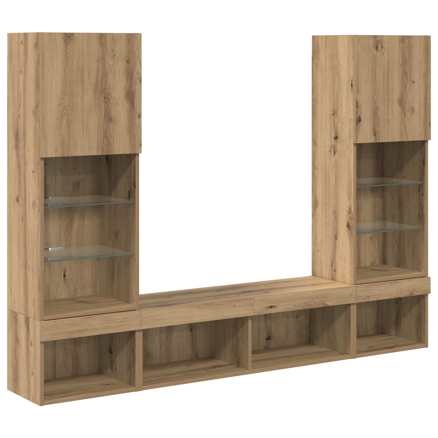 vidaXL Μονάδες Τοίχου ΤV με LED 5 τμχ. Artisan Oak Επεξεργασμένο Ξύλο