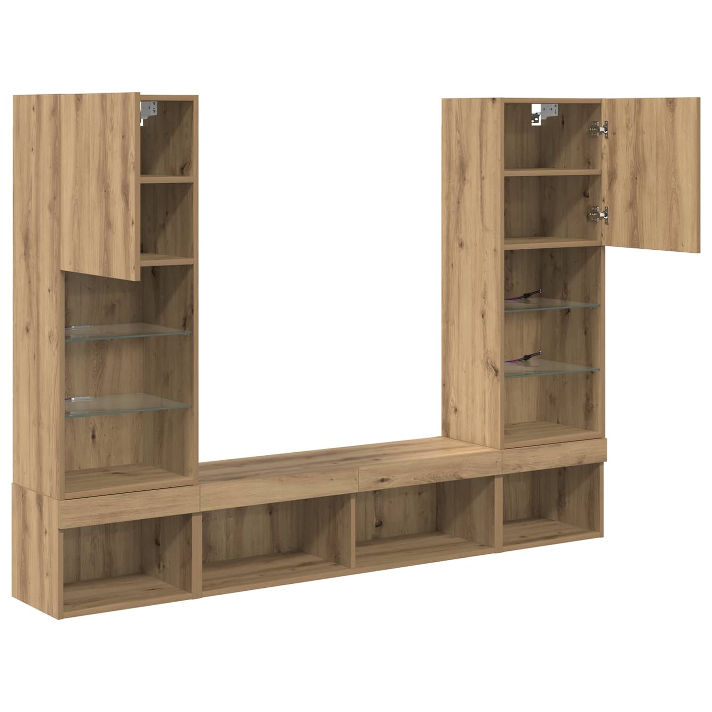 vidaXL Μονάδες Τοίχου ΤV με LED 5 τμχ. Artisan Oak Επεξεργασμένο Ξύλο