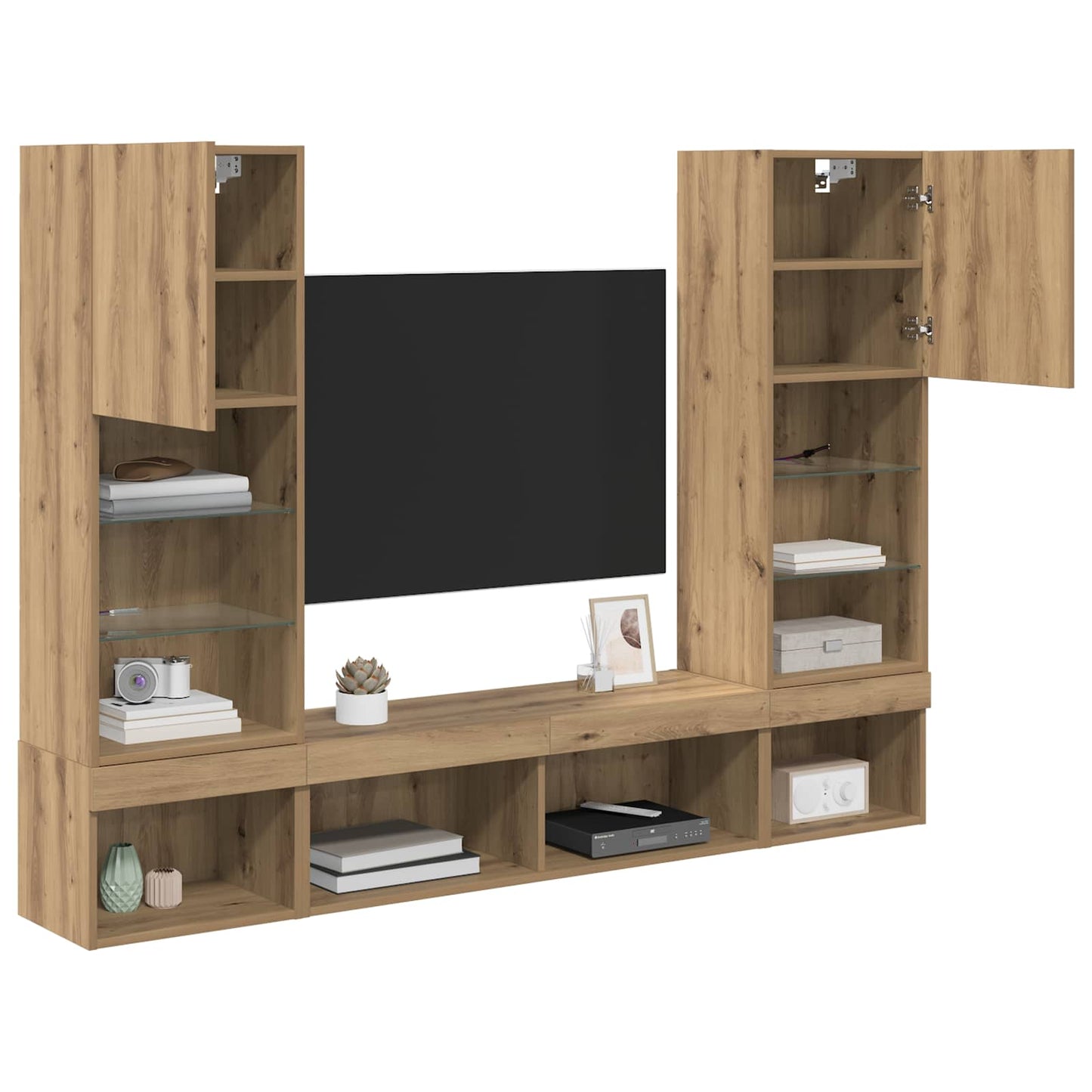 vidaXL Μονάδες Τοίχου ΤV με LED 5 τμχ. Artisan Oak Επεξεργασμένο Ξύλο