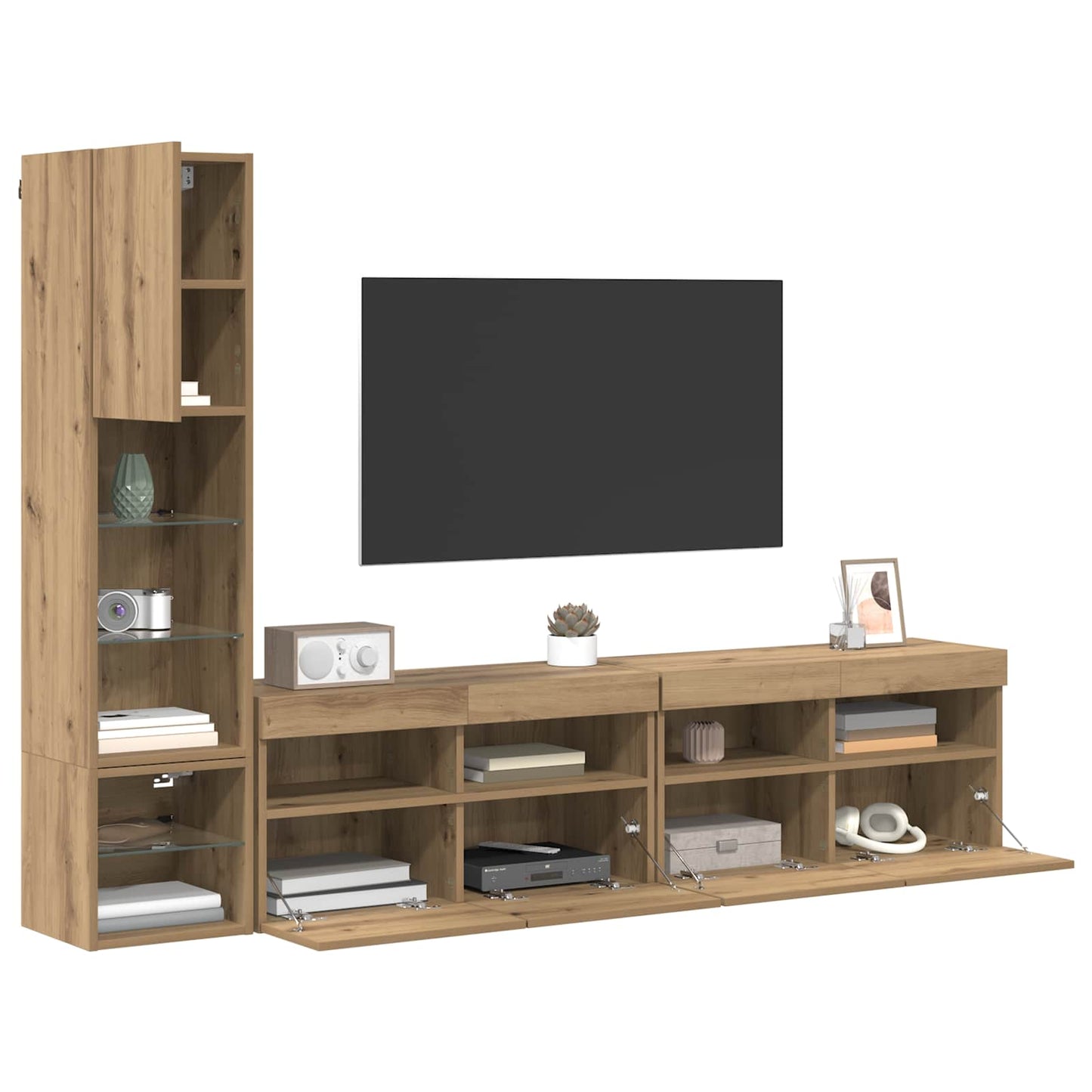 vidaXL Μονάδα Τοίχου Τηλεόρασης 4 τμχ. Artisan Oak Επεξεργασμένο Ξύλο