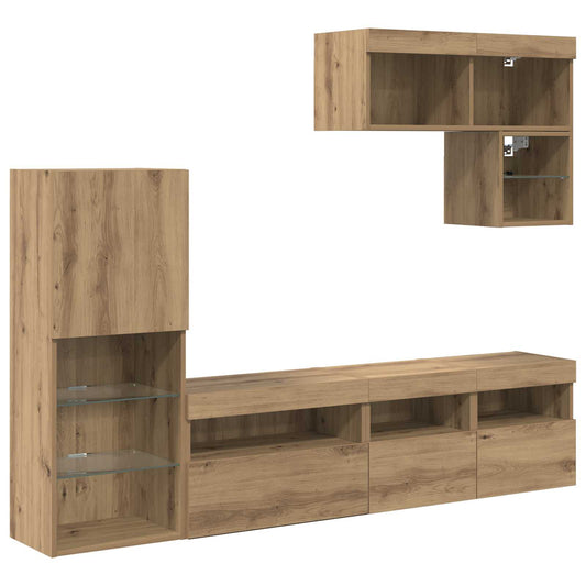 vidaXL Μονάδες Τοίχου Τηλεόρασης 6 pcs Artisan Oak Επεξεργασμένο ξύλο