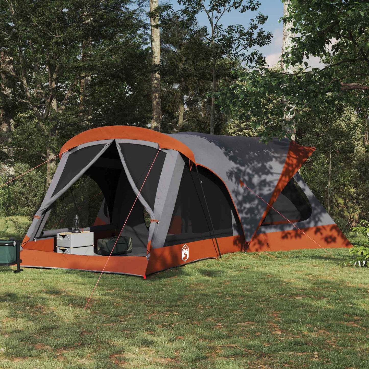 vidaXL Οικογενειακή Σκηνή Γκρι και Πορτοκαλί 550 x 555 x 208 εκ