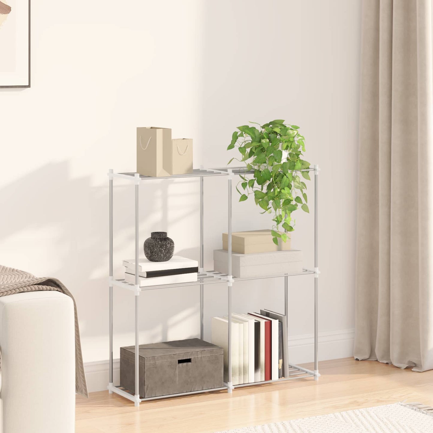 vidaXL Τούβλο Ράφι με αποθήκευση Λευκό 86 x 27 x 90 εκ Αλουμίνιο