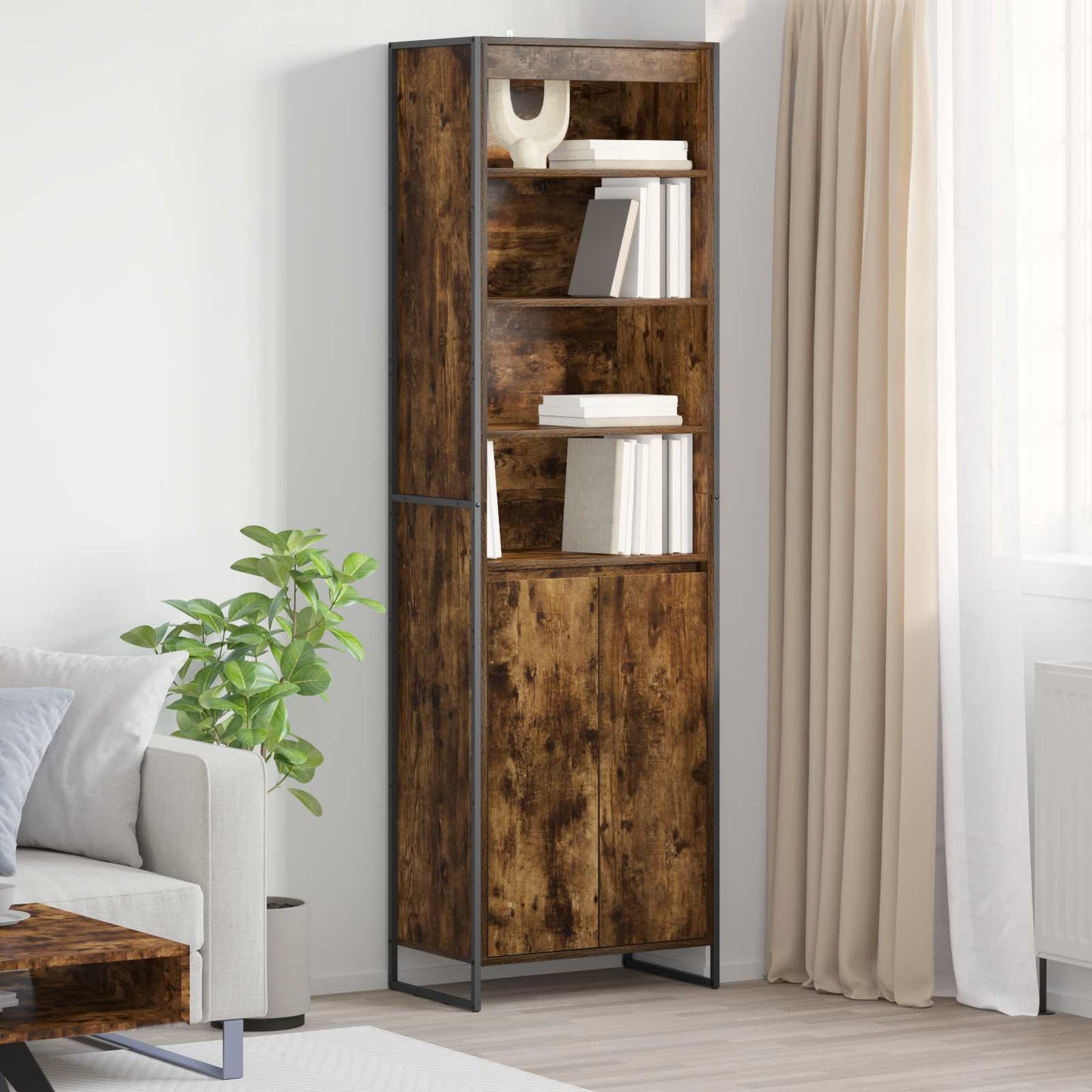 vidaXL Ψηλά Ντουλάπια 2 pcs Καπνιστό Δρύς 60 x 36 x 300 εκ.