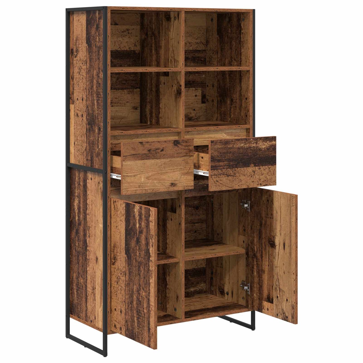 vidaXL Πλαϊνό γραφείο με συρτάρι 2 pcs Παλιό Ξύλο 81 x 36 x 150.5 εκ.