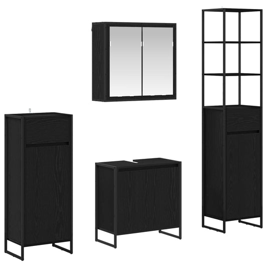 vidaXL Σετ Επίπλων Μπάνιου με συρτάρι Μαύρη Οξυά Επεξεργασμένο ξύλο