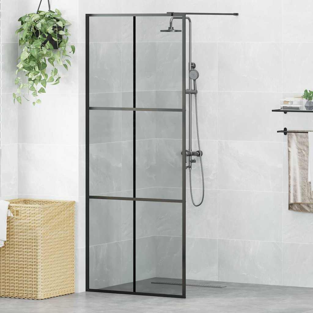 vidaXL Τοίχος Ντους Walk-in Μαύρο 80 x 195 cm σκληρυμένο γυαλί