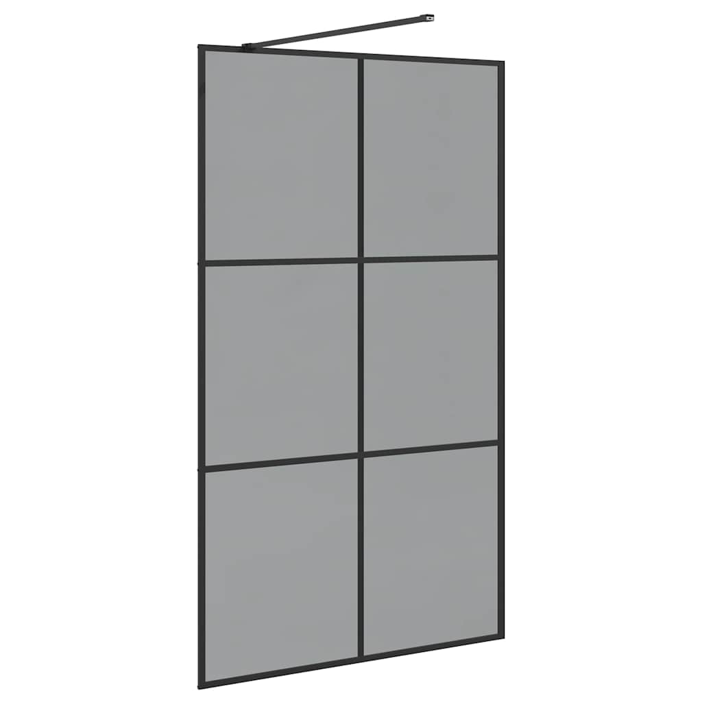 vidaXL Τοίχος Ντους Walk-in Μαύρο 115 x 195 cm σκληρυμένο γυαλί