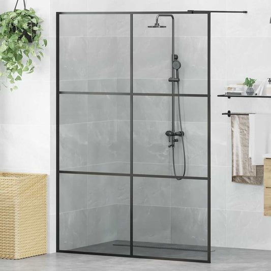 vidaXL Τοίχος Ντους Walk-in Μαύρο 140 x 195 cm σκληρυμένο γυαλί