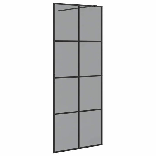 vidaXL Τοίχος Ντους Walk-in Μαύρο 80 x 195 cm σκληρυμένο γυαλί