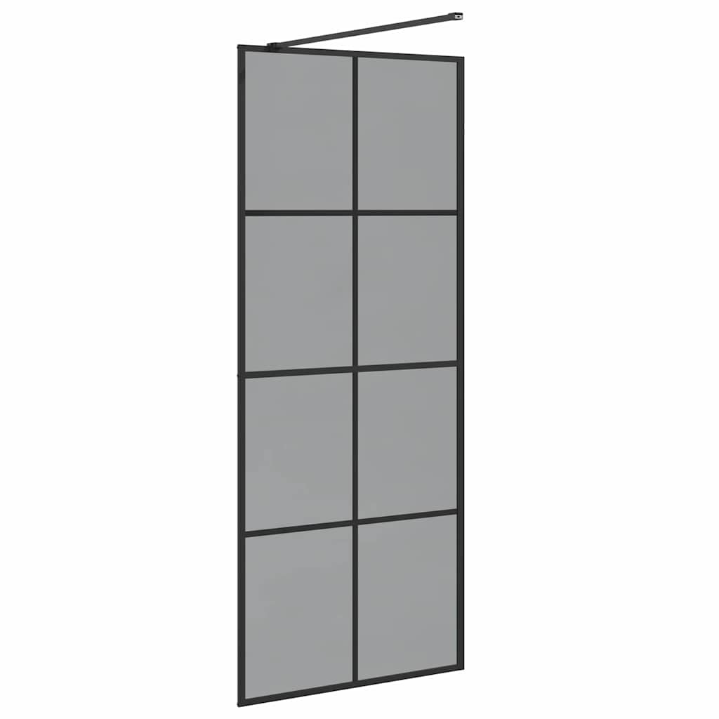 vidaXL Τοίχος Ντους Walk-in Μαύρο 80 x 195 cm σκληρυμένο γυαλί