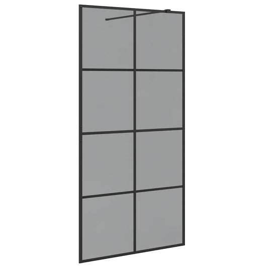 vidaXL Τοίχος Ντους Walk-in Μαύρο 100 x 195 cm σκληρυμένο γυαλί