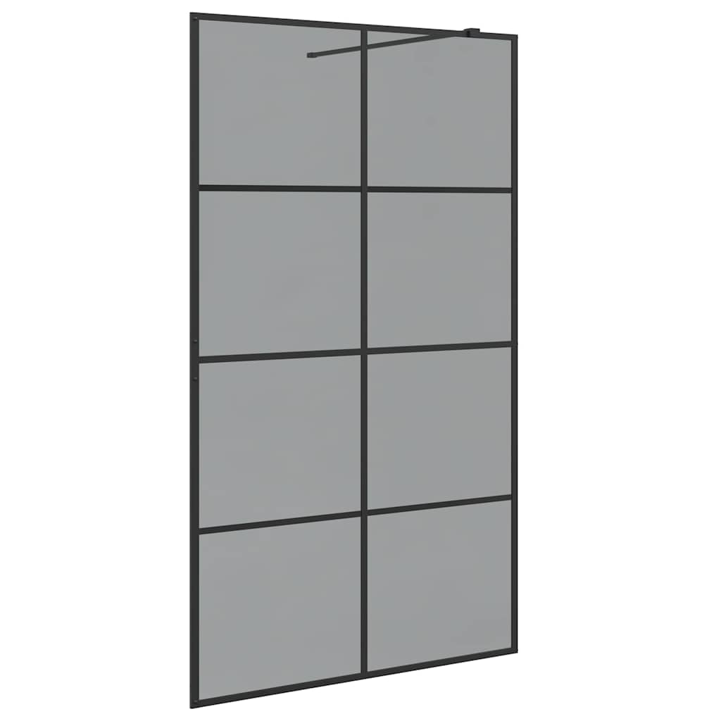 vidaXL Τοίχος Ντους Walk-in Μαύρο 115 x 195 cm σκληρυμένο γυαλί