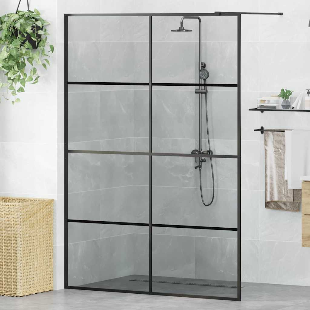 vidaXL Τοίχος Ντους Walk-in Μαύρο 140 x 195 cm σκληρυμένο γυαλί
