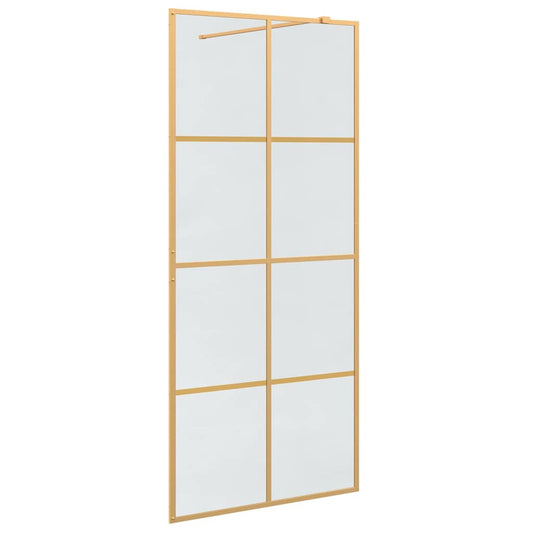 vidaXL Τοίχος Ντους Walk-in Χρυσό 90 x 195 cm σκληρυμένο γυαλί