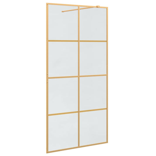 vidaXL Τοίχος Ντους Walk-in Χρυσό 100 x 195 cm σκληρυμένο γυαλί