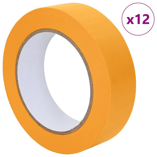 vidaXL Ταινίες Μάσκας για Ζωγράφους 12 pcs Κίτρινο 25mm x 50m Χαρτί