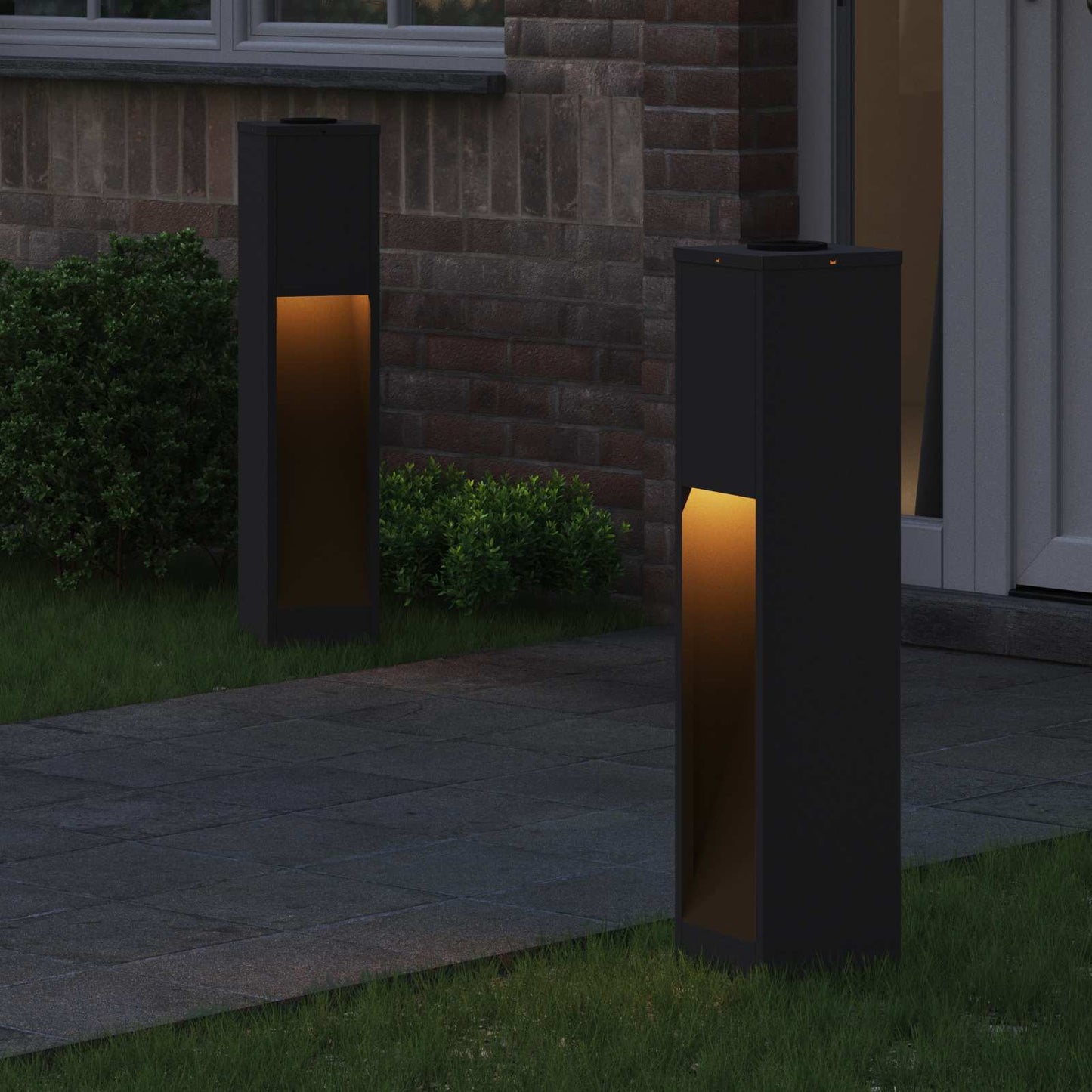 vidaXL Φωτιστικό Ηλιακής Ενέργειας LED Διαδρομής 2 pcs Μαύρο