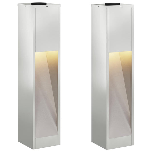 vidaXL Φωτιστικό Ηλιακής Ενέργειας LED Διαδρομής 2 pcs Ασημί