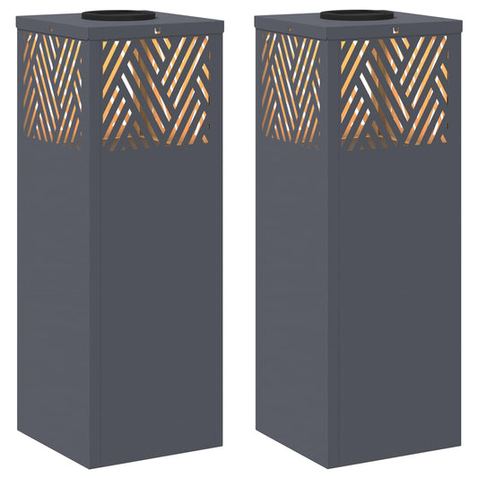 vidaXL Ηλιακό LED Φως Δρόμου 2 pcs Ανθρακί Κρύο Ρολαρισμένο Χάλυβα