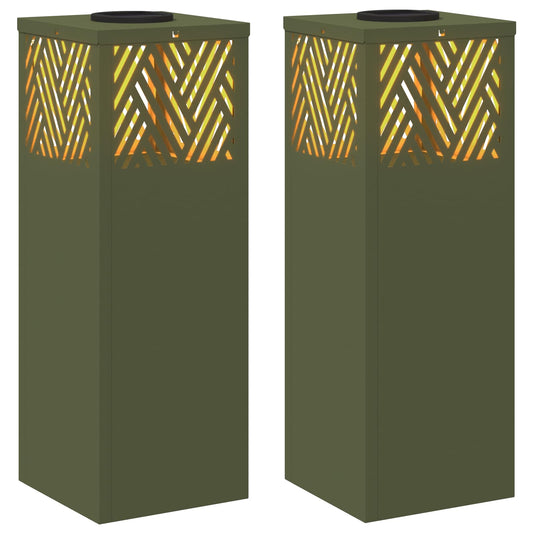 vidaXL Ηλιακό LED Φως Δρόμου με φώτα με μπαταρία 2 pcs Ελιά Πράσινη