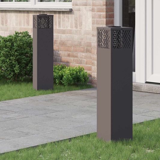 vidaXL Ηλιακό LED Φως Δρόμου 2 pcs Μαύρο Κρύο Ρολαρισμένο Χάλυβα