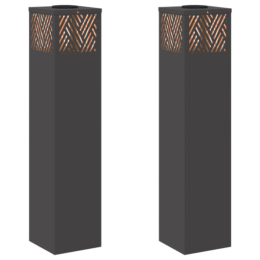 vidaXL Ηλιακό LED Φως Δρόμου 2 pcs Μαύρο Κρύο Ρολαρισμένο Χάλυβα