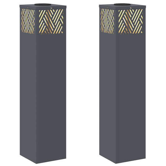 vidaXL Ηλιακό LED Φως Δρόμου 2 pcs Ανθρακί Κρύο Ρολαρισμένο Χάλυβα