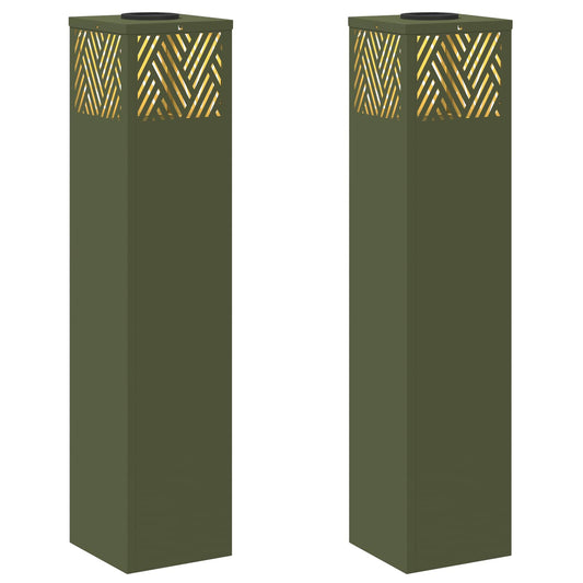 vidaXL Ηλιακό LED Φως Δρόμου με φώτα με μπαταρία 2 pcs Ελιά Πράσινη