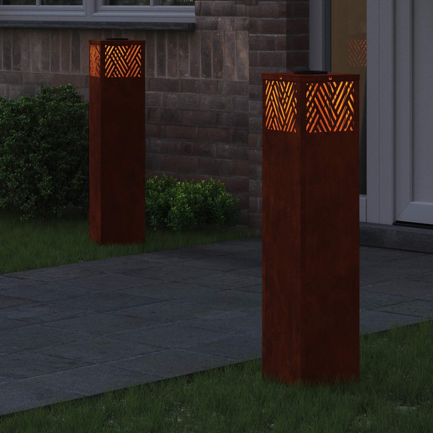 vidaXL Ηλιακό LED Φως Δρόμου 2 pcs Μπρονζέ Ατσάλι Σκληρυθέν στον Αέρα