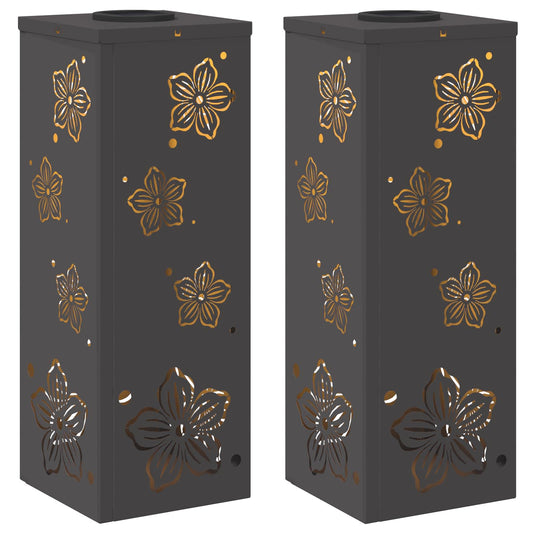 vidaXL Ηλιακό LED Φως Δρόμου 2 pcs Μαύρο Κρύο Ρολαρισμένο Χάλυβα